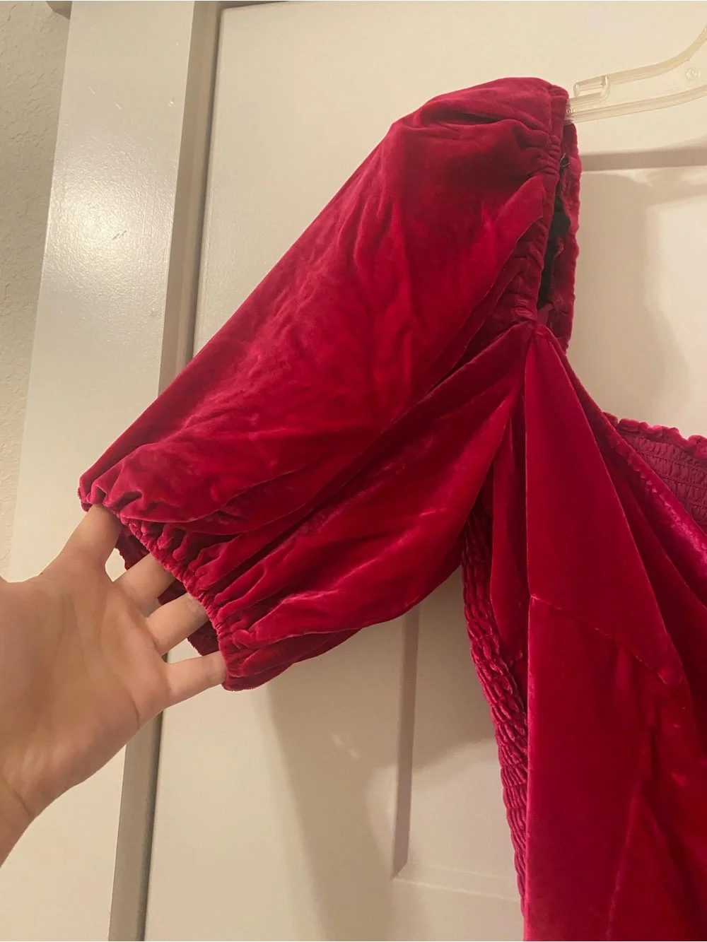 Reformation Luca Puff Sleeve Velvet Smock back blouse size 8